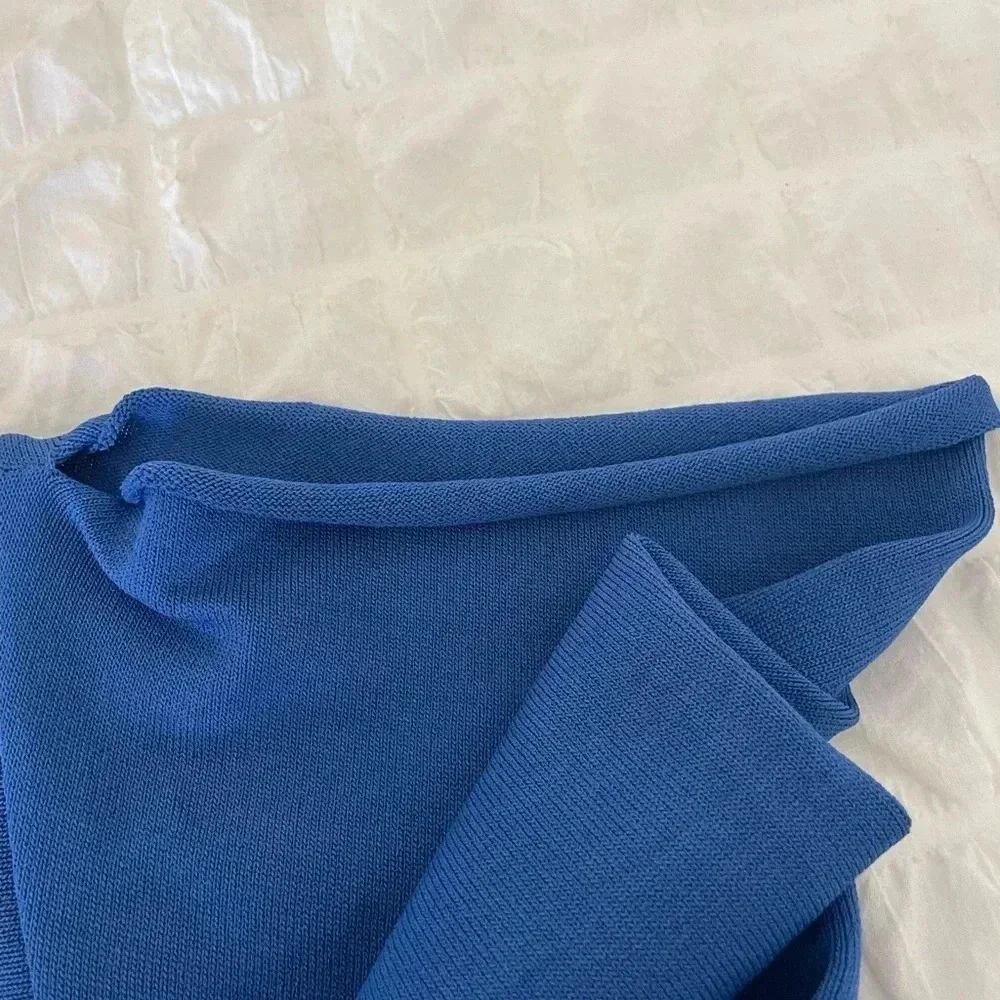 Alberta Ferretti blue knit open shoulders midi dress - Picture 12 of 16